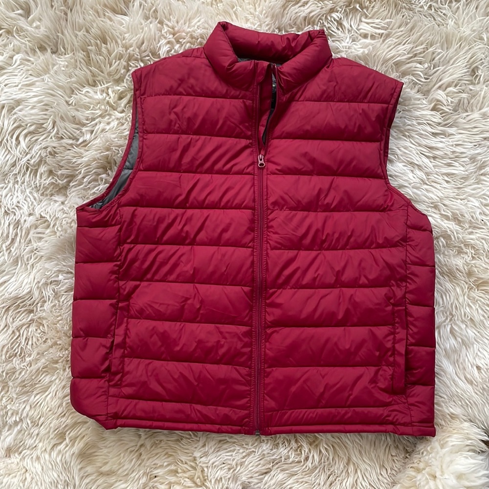 Red puffer vest